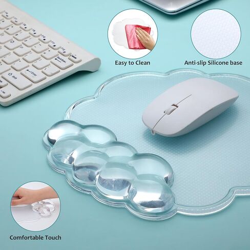 Cloud Gel Mouse Pad with Wrist Rest Clear Ergonomic Mouse Pad Wrist Support for Pain Relief Cute Mousepad with Non-Slip PU Base Suitable for Office, Computer, Keyboard, Laptop, Gaming in Saudi Arabia