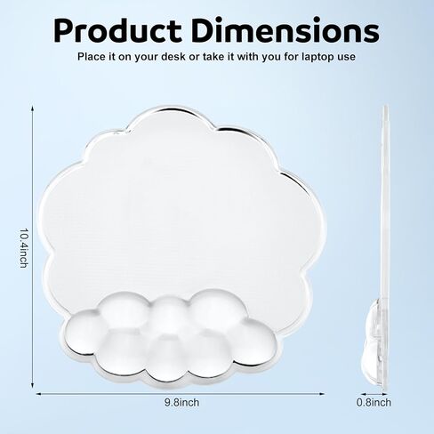 Cloud Gel Mouse Pad with Wrist Rest Clear Ergonomic Mouse Pad Wrist Support for Pain Relief Cute Mousepad with Non-Slip PU Base Suitable for Office, Computer, Keyboard, Laptop, Gaming in Saudi Arabia