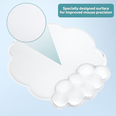 Cloud Gel Mouse Pad with Wrist Rest Clear Ergonomic Mouse Pad Wrist Support for Pain Relief Cute Mousepad with Non-Slip PU Base Suitable for Office, Computer, Keyboard, Laptop, Gaming in Saudi Arabia