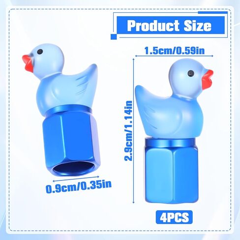 Cute Duck Tire Valve Caps, 4 Pcs Glow in The Dark Tire Valve Caps, Interesting Car Tires Valves Stem Cap Funny Car Accessories Decor Universal for Cars Bike Motorcycles SUV Trucks (Blue) in Saudi Arabia