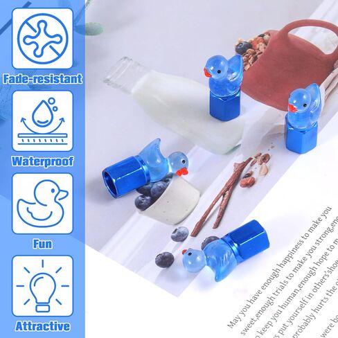 Cute Duck Tire Valve Caps, 4 Pcs Glow in The Dark Tire Valve Caps, Interesting Car Tires Valves Stem Cap Funny Car Accessories Decor Universal for Cars Bike Motorcycles SUV Trucks (Blue) in Saudi Arabia