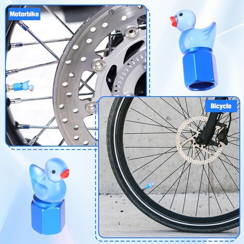 Cute Duck Tire Valve Caps, 4 Pcs Glow in The Dark Tire Valve Caps, Interesting Car Tires Valves Stem Cap Funny Car Accessories Decor Universal for Cars Bike Motorcycles SUV Trucks (Blue) in Saudi Arabia
