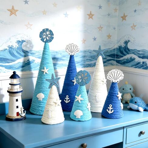 6 Pcs 12" 10" 6" St. Patrick’s Day Cone Tree Decoration with Shamrock and Tiny Pearl Mini St. Patrick’s Day Table Trees Centerpieces Farmhouse Tiered Tray Ornament for Mantle Shelf Tabletop in Saudi Arabia