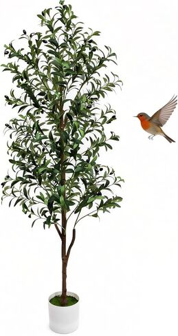 Olive Trees Artificial Indoor 6FT Olive Tree Faux Olive Tree with Pot,Artificial Olive Trees Plant with Realistic Trunk, Branches, Leaves and Fruits,6FT Fake Tree Plant for Home Office Decor in Saudi Arabia