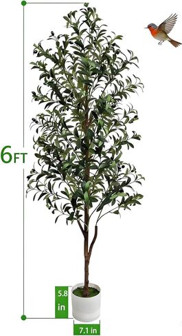 Olive Trees Artificial Indoor 6FT Olive Tree Faux Olive Tree with Pot,Artificial Olive Trees Plant with Realistic Trunk, Branches, Leaves and Fruits,6FT Fake Tree Plant for Home Office Decor in Saudi Arabia