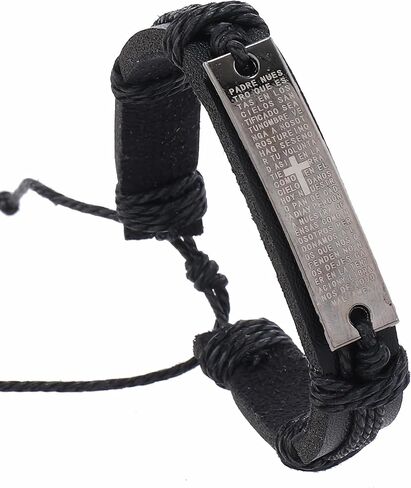 أساور جلدية من آية الكتاب المقدس - سوار مصنوع يدويًا من الكتاب المقدس المسيحي للرجال مع رسائل ملهمة in Kuwait