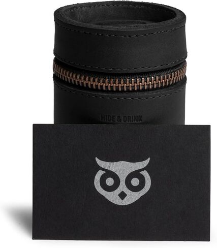 Hide & Drink, Thick Leather Piggy Bank Bucket, Fits in Car Cup Holders, Coin Case, Coin Organizer, Zippered Pouch, Full Grain Leather, Handmade (Charcoal Black) in Saudi Arabia
