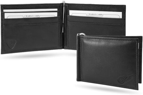 Rico Detroit Red Wings Genuine Black Leather Money Clip Wallet RFID Blocking in Saudi Arabia
