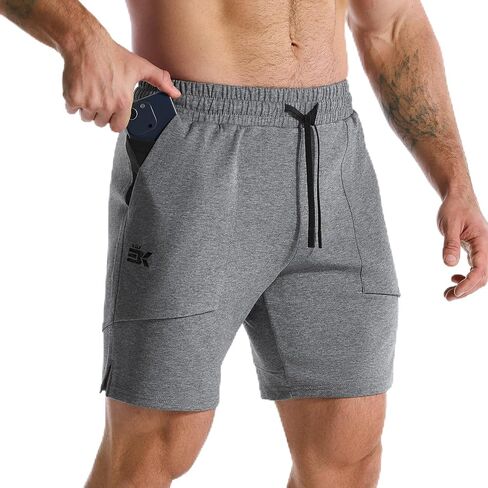 BROKIG Zero Armor Mens Gym Shorts 7" Inseam Slim Fit Anti-Chafing Cotton Workout Shorts with Zipper Pocket in Saudi Arabia