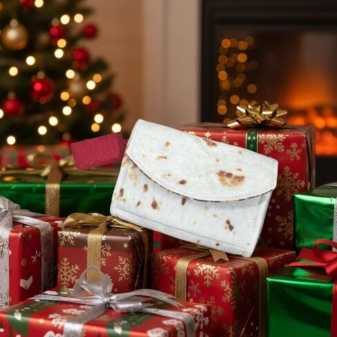 The Burrito Wallet with Foil Bag, Giant Tortilla Leather Purse, Travel Card Holder Organizer, Novelty Storage Wrap (B) in Saudi Arabia