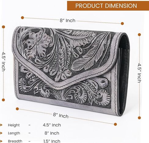 Merbaa Genuine Leather Wallets for Women Cowhide Wallet for Ladies Hand Tooled Western Wallet Purse with Multi Card Pocket Clutch Handbag Slim RFID Blocking Card Slot in Saudi Arabia