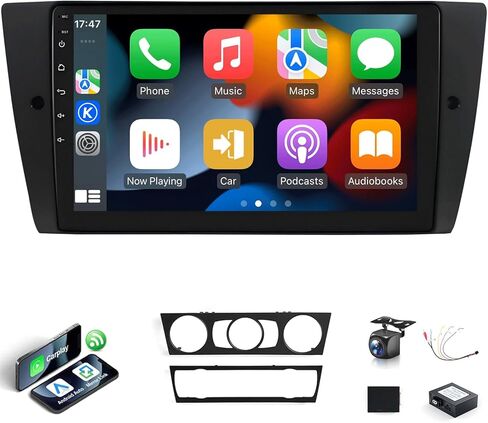 ستيريو سيارة لسيارات BMW 3 Series 328i 335i 325i E90 E91 E92 E93 2005-2011 راديو Apple CarPlay Android Auto، شاشة لمس IPS 9 بوصة لكاميرا BMW 328i ستيريو BT/FM DSP/GPS/WiFi/SWC، غير. الألياف الضوئية in Kuwait