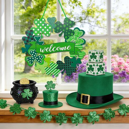 عيد القديس باتريك الديكور الخشبي شامروك الباب إكليل للباب الأمامي علامة الجدار علامات شامروك البرسيم الربيع ديكور الأيرلندية علامة ترحيب معلقة لعيد القديس باتريك ديكور المنزل الطرف in Kuwait