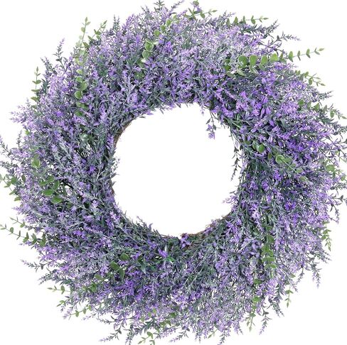 26 "إكليل الخزامى للباب الأمامي، إكليل ربيع الخزامى الاصطناعي الكبير، إكليل باب الأزهار الأرجواني للمزرعة لشرفة جدار الباب الأمامي، ديكور إكليل الربيع الصيفي in Kuwait