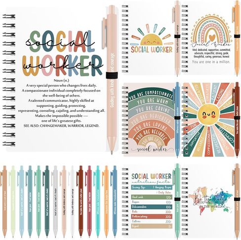 Yexiya 14 Sets Social Worker Month Appreciation Gifts Bulk Inspirational Spiral Notebooks and Ballpoint Pens Thank You Gifts for Office Doctor Nurse Teachers Volunteers School Social Worker in Saudi Arabia