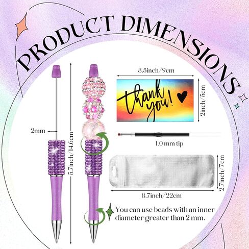 Marspark 80pcs Glitter Beadable Pen DIY Kits 20 Sets Fancy Diamond Bead Plastic Rhinestone Bling Pen Bulk with Refills & Bags Fun Bling Ballpoint for DIY Craft Making Gift, School Office Item in Saudi Arabia