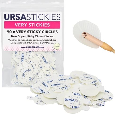 URSA Sticky Zeros: حزمة لاصقات Lavalier رفيعة للغاية مكونة من 90 قطعة لاصقة للميكروفون مقاس 24 مم مع فتحة 14 مم - متوافقة مع معظم الميكروفونات والحوامل in Saudi Arabia
