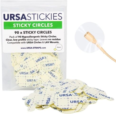 URSA Sticky Zeros: حزمة لاصقات Lavalier رفيعة للغاية مكونة من 90 قطعة لاصقة للميكروفون مقاس 24 مم مع فتحة 14 مم - متوافقة مع معظم الميكروفونات والحوامل in Saudi Arabia