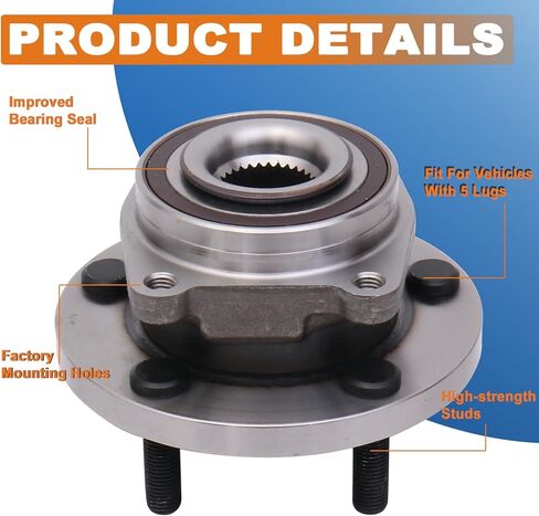 Front Wheel Hub Bearing Assembly 2 PCS Compatible for 2007-2014 Chrysler 200 Sebring, Compatible for 2008-2014 Dodge Avenger Caliber 5 Lugs Replace 513263 in Saudi Arabia