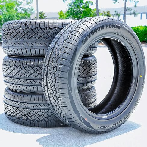 مجموعة من 4 (أربعة) إطارات Venom Power Covert Grip ASP لسيارات الركاب ذات أداء شعاعي لجميع المواسم - 205/55R16 205/55/16 205/55-16 نطاق تحميل 91V SL 4-Ply BSW جدار جانبي أسود UTQG 520AAA in Saudi Arabia