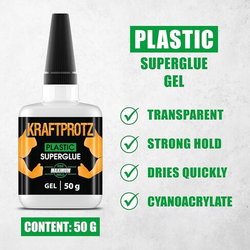Plastic Superglue for Cracks in Toys, Tools & Plastic Surfaces – 1.76 oz XXL – Ultra Thin, Dries Clear, Fast – Waterproof, Heat-Resistant Household Adhesive (Gel 1.75oz/50g) in Saudi Arabia