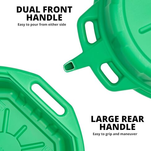 NEIKO 20761A Large Coolant/Oil Drain Pan, 4 Gallon (16L) Capacity, Antifreeze Green Plastic Anti Splash Oil Pan, Motor Oil Drip Catcher Pan, Non Spill Pour Spout, Oil Catch Pan for Changing Oil in Kuwait