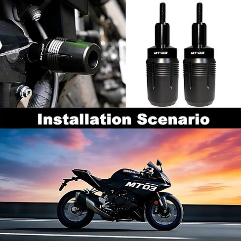 مزلقات إطار سوداء أنيقة تناسب Yamaha MT-03 MT03 (2014-2025) - واقي من تحطم الدراجة النارية بدون قطع، محرك ألومنيوم CNC ضد السقوط in Kuwait
