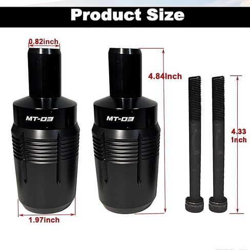 مزلقات إطار سوداء أنيقة تناسب Yamaha MT-03 MT03 (2014-2025) - واقي من تحطم الدراجة النارية بدون قطع، محرك ألومنيوم CNC ضد السقوط in Kuwait