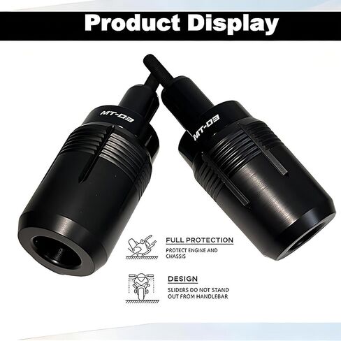 مزلقات إطار سوداء أنيقة تناسب Yamaha MT-03 MT03 (2014-2025) - واقي من تحطم الدراجة النارية بدون قطع، محرك ألومنيوم CNC ضد السقوط in Kuwait