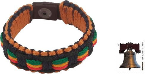 NOVICA Artisan سوار معصم رجالي مصنوع يدويًا حبل منسوج ملون من أفريقيا متعدد الألوان غانا [8.75 بوصة طول × 0.8 بوصة عرض] "Good Vibes" in Saudi Arabia