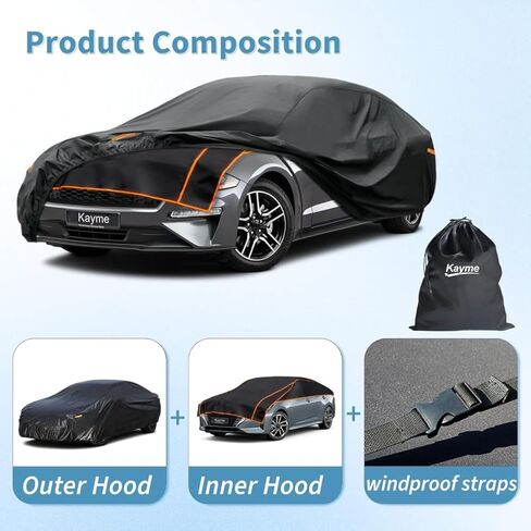 Kayme Hail Protector Car Cover Custom Fit for Dodge Challenger, Anti Hail Blanket with Multilayer Thickened Design, Hail Proof & All Weather Outdoor Waterproof Full Car Cover for Hail Protection in Saudi Arabia