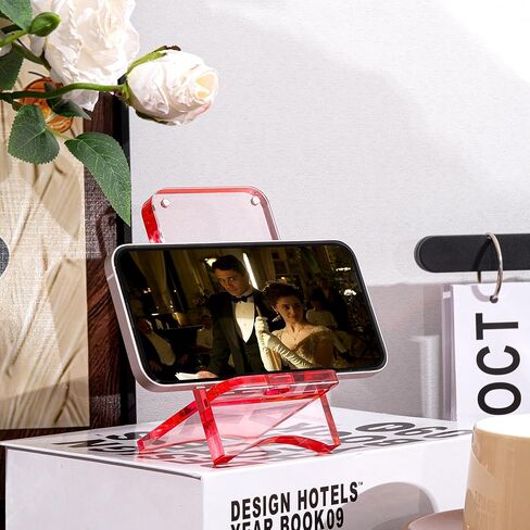 Acrylic Phone Holder,Clear Desk Phone Stand, Compatible with 4-8 inch Screens, Switch, Android Smartphone,Support Charging (White) in Saudi Arabia
