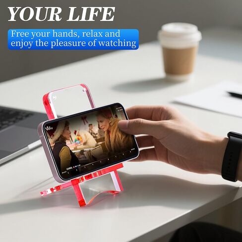 Acrylic Phone Holder,Clear Desk Phone Stand, Compatible with 4-8 inch Screens, Switch, Android Smartphone,Support Charging (White) in Saudi Arabia