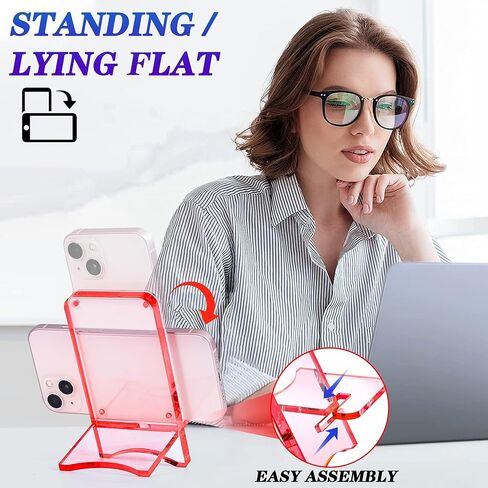 Acrylic Phone Holder,Clear Desk Phone Stand, Compatible with 4-8 inch Screens, Switch, Android Smartphone,Support Charging (White) in Saudi Arabia