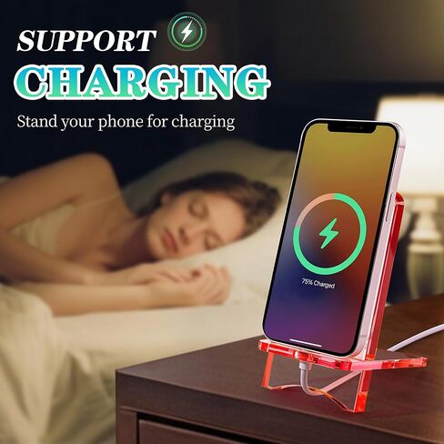 Acrylic Phone Holder,Clear Desk Phone Stand, Compatible with 4-8 inch Screens, Switch, Android Smartphone,Support Charging (White) in Saudi Arabia