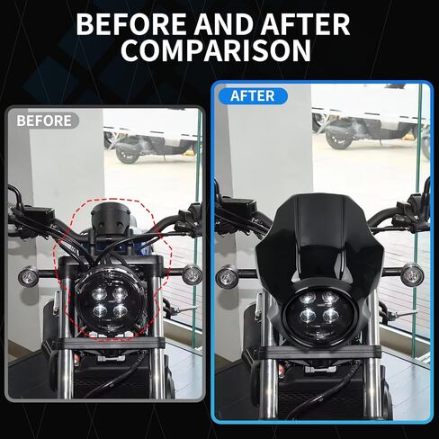 غطاء هدية للمصابيح الأمامية للدراجة النارية متوافق مع Honda Rebel CMX250 300 500 (2020-2025) وCMX1100 (2021-2025)، قناع المصباح الأمامي للتركيب على الشوكة، غطاء بديل للمصابيح الأمامية (أسود غير لامع) in Kuwait