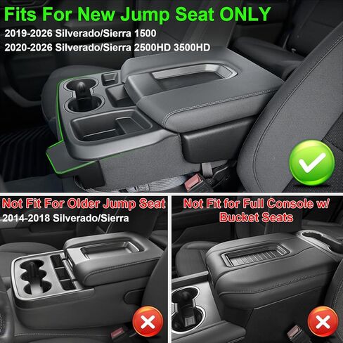 صندوق تعليق حامل الأكواب الأمامي لمقعد القفز متوافق مع 2019-2025 Chevy Silverado/GMC Sierra 1500 و2020-2025 Chevy Silverado/Sierra 2500HD 3500HD ملحقات منظم التخزين (مقعد القفز فقط) in Kuwait