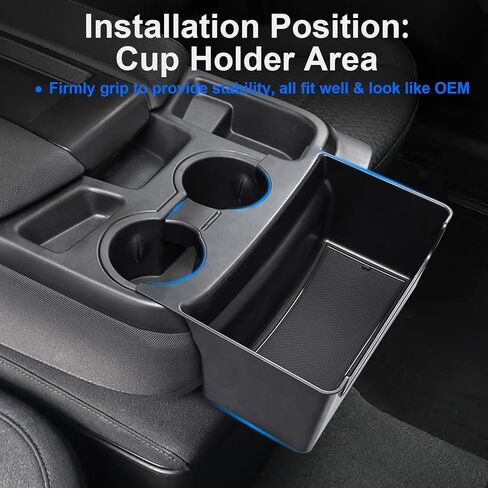 صندوق تعليق حامل الأكواب الأمامي لمقعد القفز متوافق مع 2019-2025 Chevy Silverado/GMC Sierra 1500 و2020-2025 Chevy Silverado/Sierra 2500HD 3500HD ملحقات منظم التخزين (مقعد القفز فقط) in Kuwait