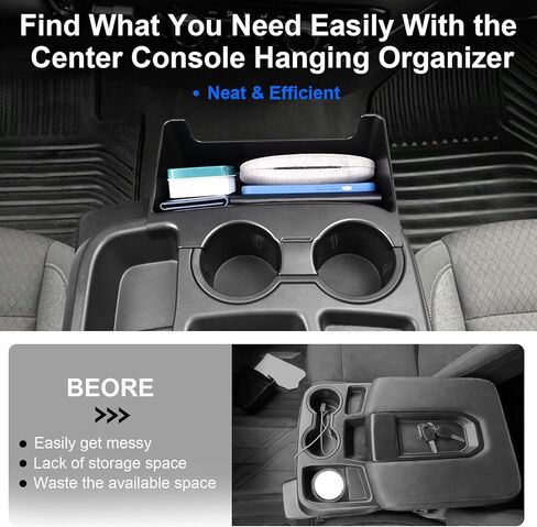 صندوق تعليق حامل الأكواب الأمامي لمقعد القفز متوافق مع 2019-2025 Chevy Silverado/GMC Sierra 1500 و2020-2025 Chevy Silverado/Sierra 2500HD 3500HD ملحقات منظم التخزين (مقعد القفز فقط) in Kuwait