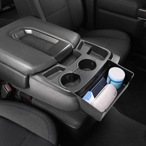 صندوق تعليق حامل الأكواب الأمامي لمقعد القفز متوافق مع 2019-2025 Chevy Silverado/GMC Sierra 1500 و2020-2025 Chevy Silverado/Sierra 2500HD 3500HD ملحقات منظم التخزين (مقعد القفز فقط) in Kuwait