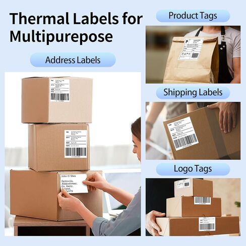 Phomemo Thermal Label Printer Upgraded with Touchable Screen, Shipping Label Printer for Small Business, 4x6 Wireless Thermal Label Printers for Shipping Package, with 4X6 Thermal Labels in Saudi Arabia