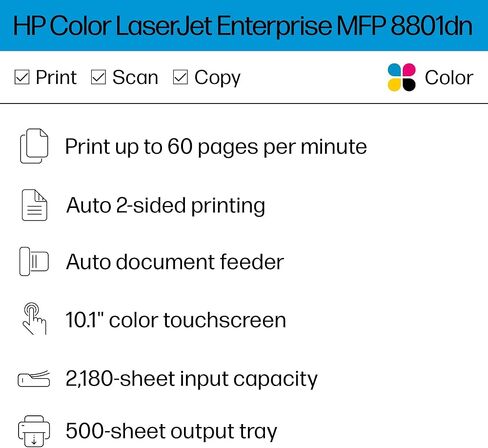 HP Color Laserjet Enterprise 8801dn Multifunction Printer, Scanner, Copier, Duplex, Best for Office (9S184A) in Saudi Arabia
