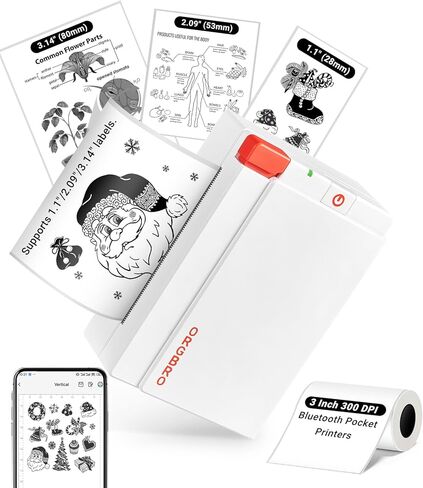 آلة طابعة الملصقات ORGBRO، X3 Mini Printer Print Pods صانع الملصقات الحرارية المحمولة بدون حبر، طابعات الجيب بلوتوث 2-3 بوصة 300 نقطة في البوصة للهواتف الذكية، والملاحظات، والمجلات، والصور، DIY، هدية للأطفال in Kuwait