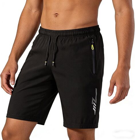 3 Pack Men's Athletic Shorts, Quick Dry Lightweight Gym Workout Shorts with Zipper Pockets, Breathable Ice Silk in Saudi Arabia