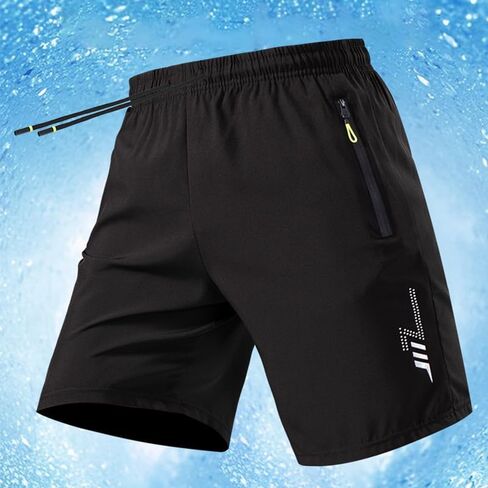 3 Pack Men's Athletic Shorts, Quick Dry Lightweight Gym Workout Shorts with Zipper Pockets, Breathable Ice Silk in Saudi Arabia