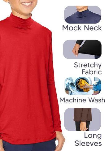 STRETCH IS COMFORT Youth Boy’s Oh So Soft Long Sleeve Mock Neck Top | 4-16 in Kuwait