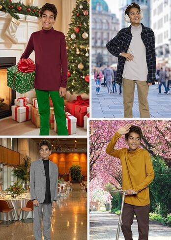 STRETCH IS COMFORT Youth Boy’s Oh So Soft Long Sleeve Mock Neck Top | 4-16 in Kuwait