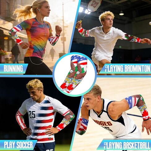 Soccer Arm Sleeves for Men Women, World Cup Football Decorative Arm Covers, Lightweight Stretchy Sports Sleeves for Adults Teens Youth Kids, Soccer Basketball Baseball Running Game Day Party Outdoor in Kuwait