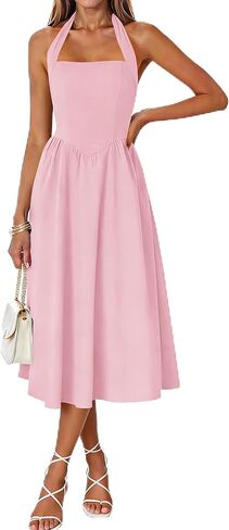 فستان Naggoo نسائي صيفي متوسط ​​الطول بدون أكمام بخصر عالٍ وفساتين طويلة للشاطئ in Kuwait