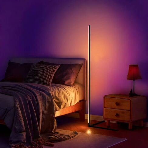 مصباح أرضي للزاوية YHW RGB، تطبيق ذكي وجهاز تحكم عن بعد، مزامنة الموسيقى الخفيفة المحيطة، مصباح LED مع 16 مليون لون لغرفة النوم، وغرفة الألعاب في غرفة المعيشة. in Kuwait